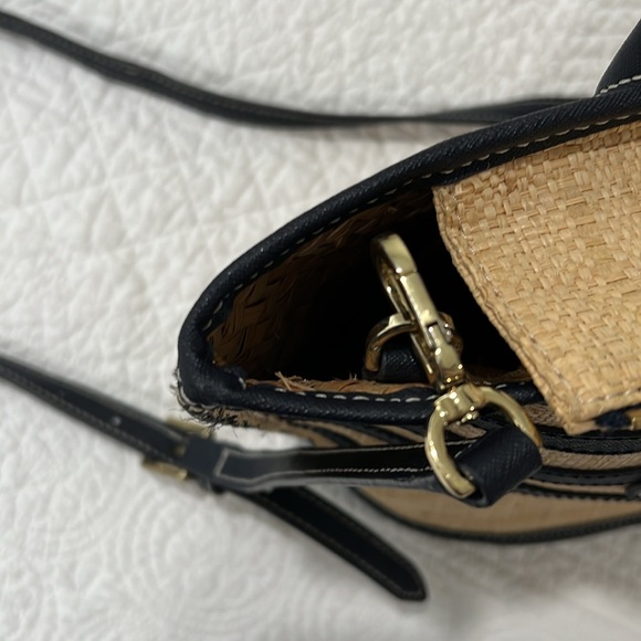 Tory Burch Mini Straw Tote with Leather Strap - Picture 8 of 15